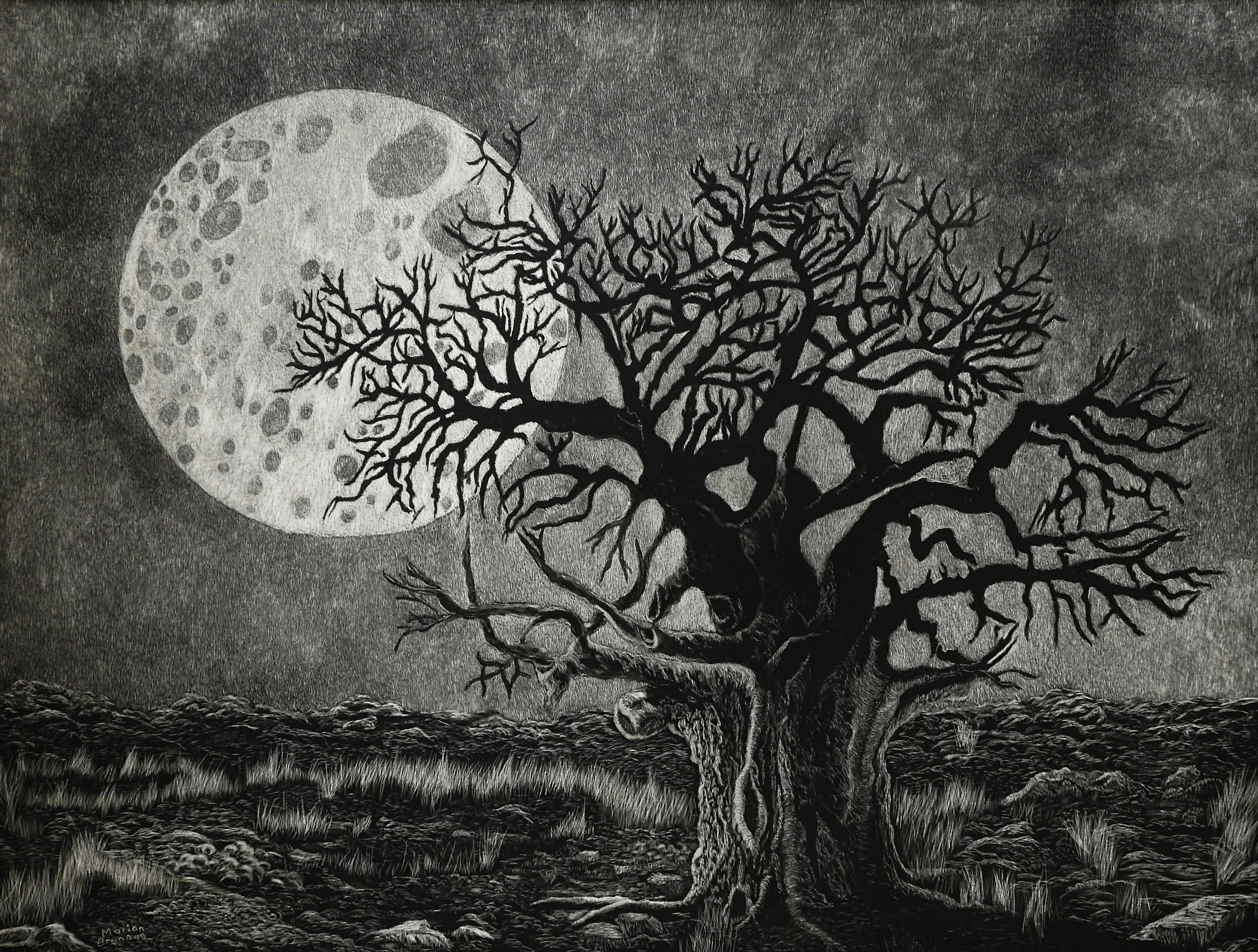 Full Moon Scratchboard