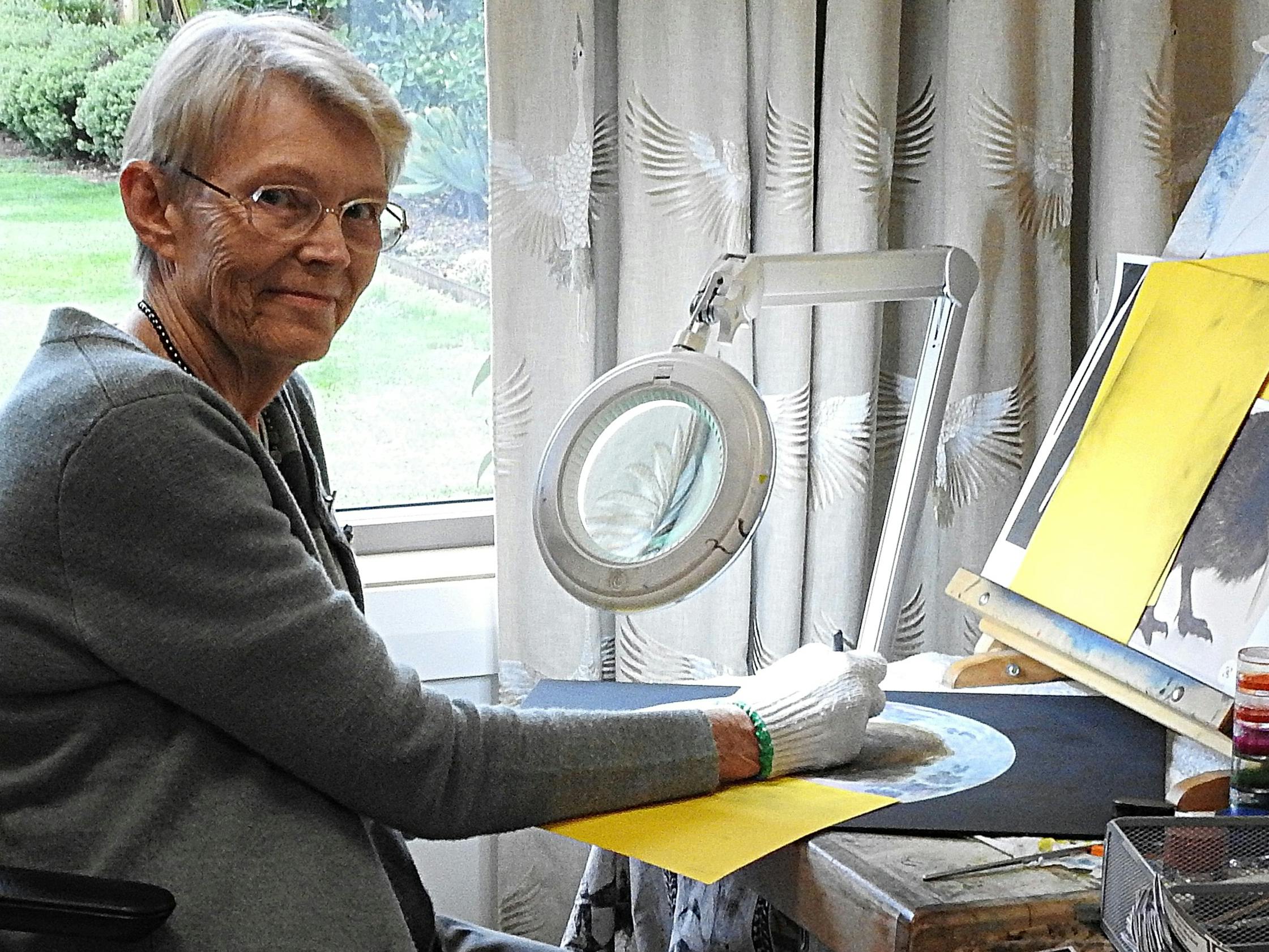 Marion working on a ScratchBoard