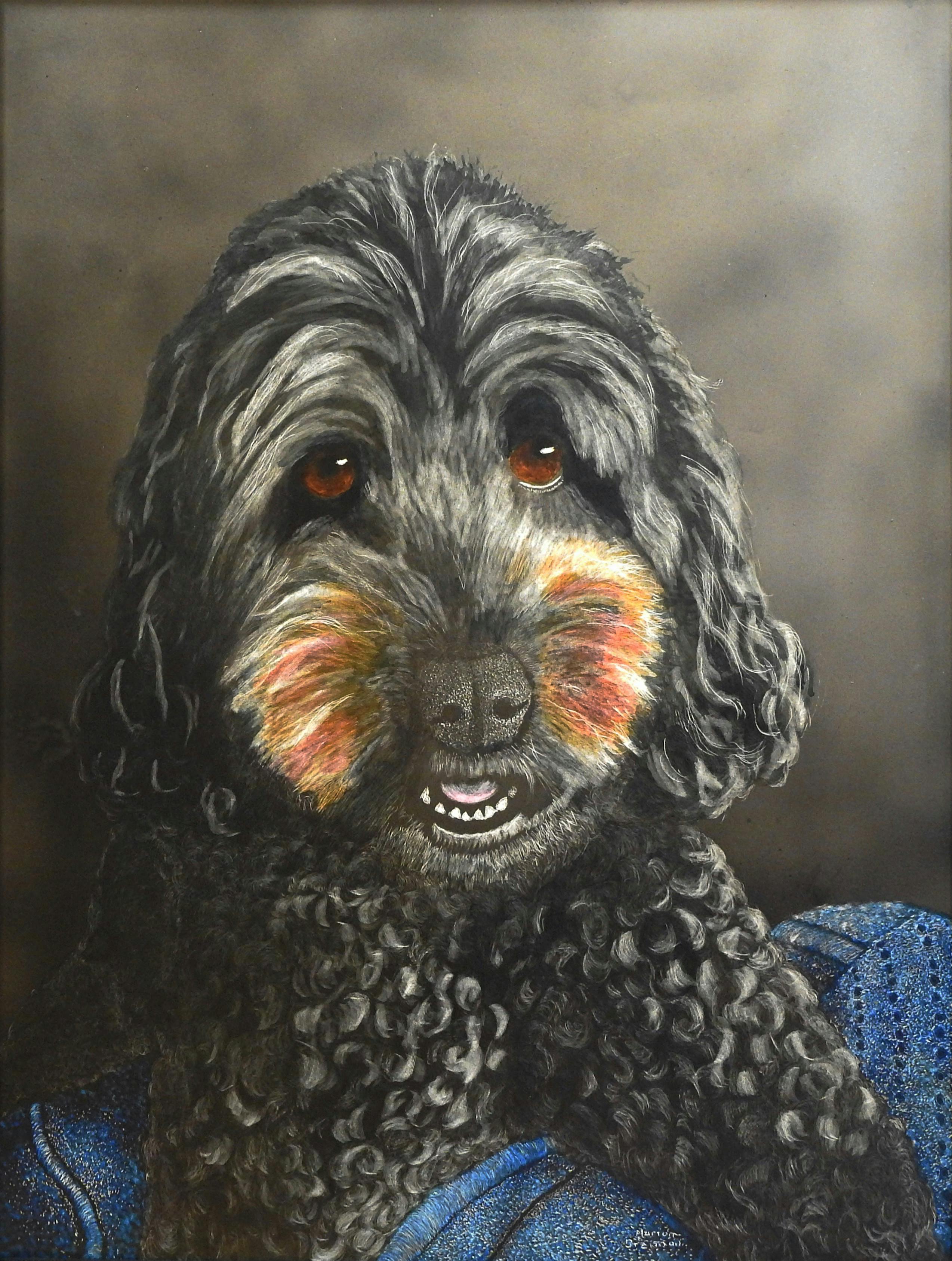 Aibrushed scratchboard with coloured ink