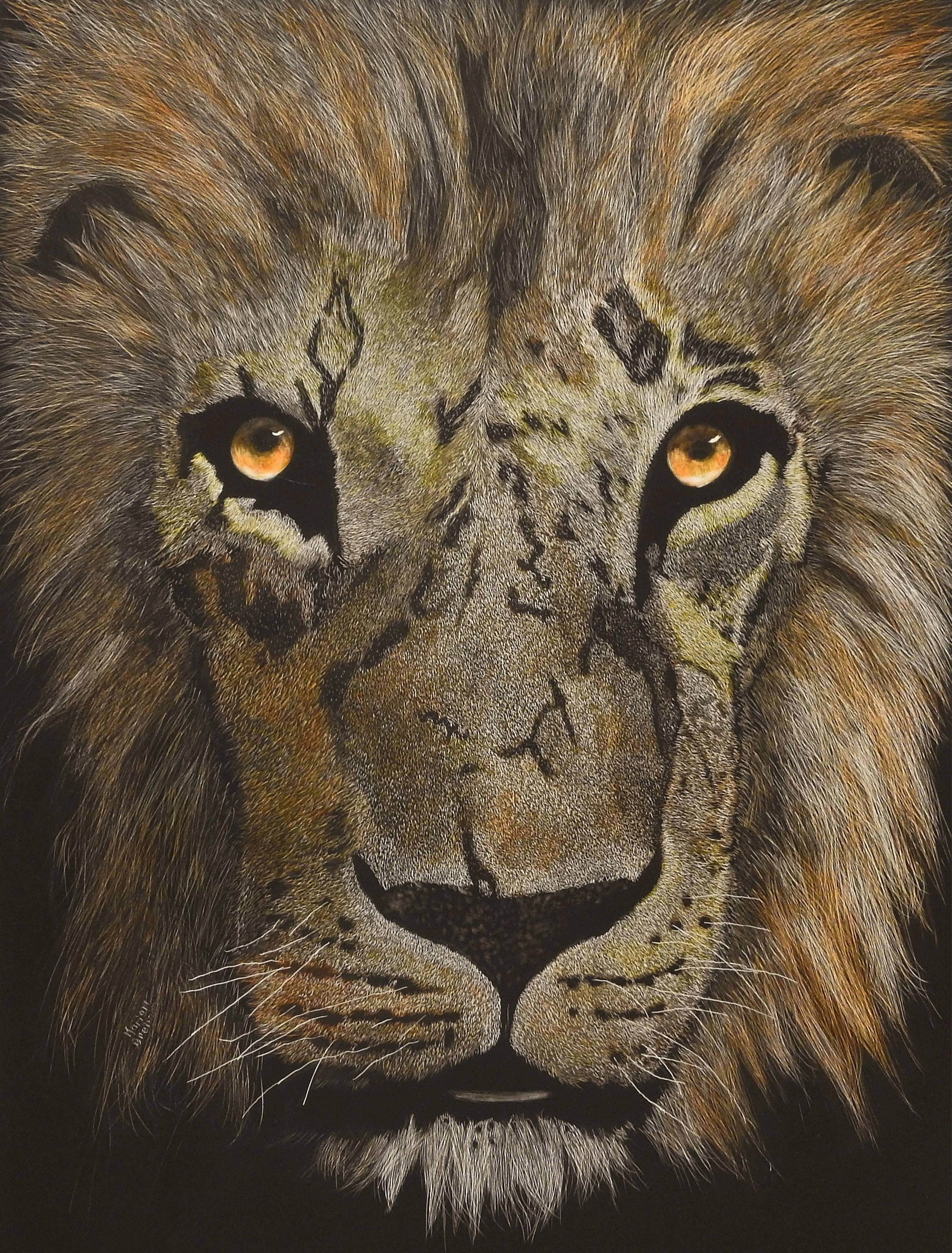 scratch board on black clay board using coloured ink