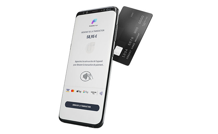 PayWish - Smartphone avec l'application et une carte bancaire