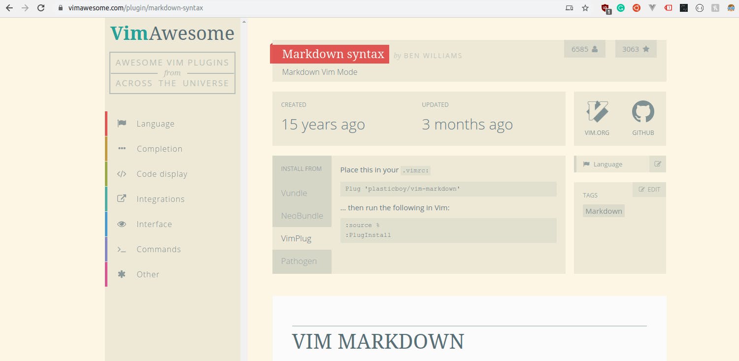 vim markdown