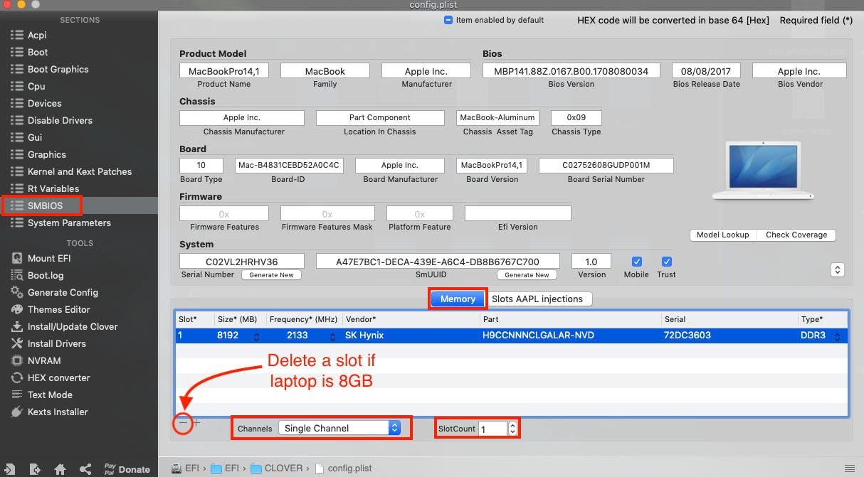 adjust hackintosh memory