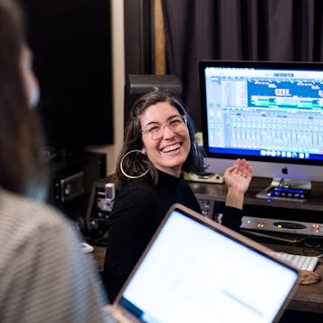woman-at-music-production-studio