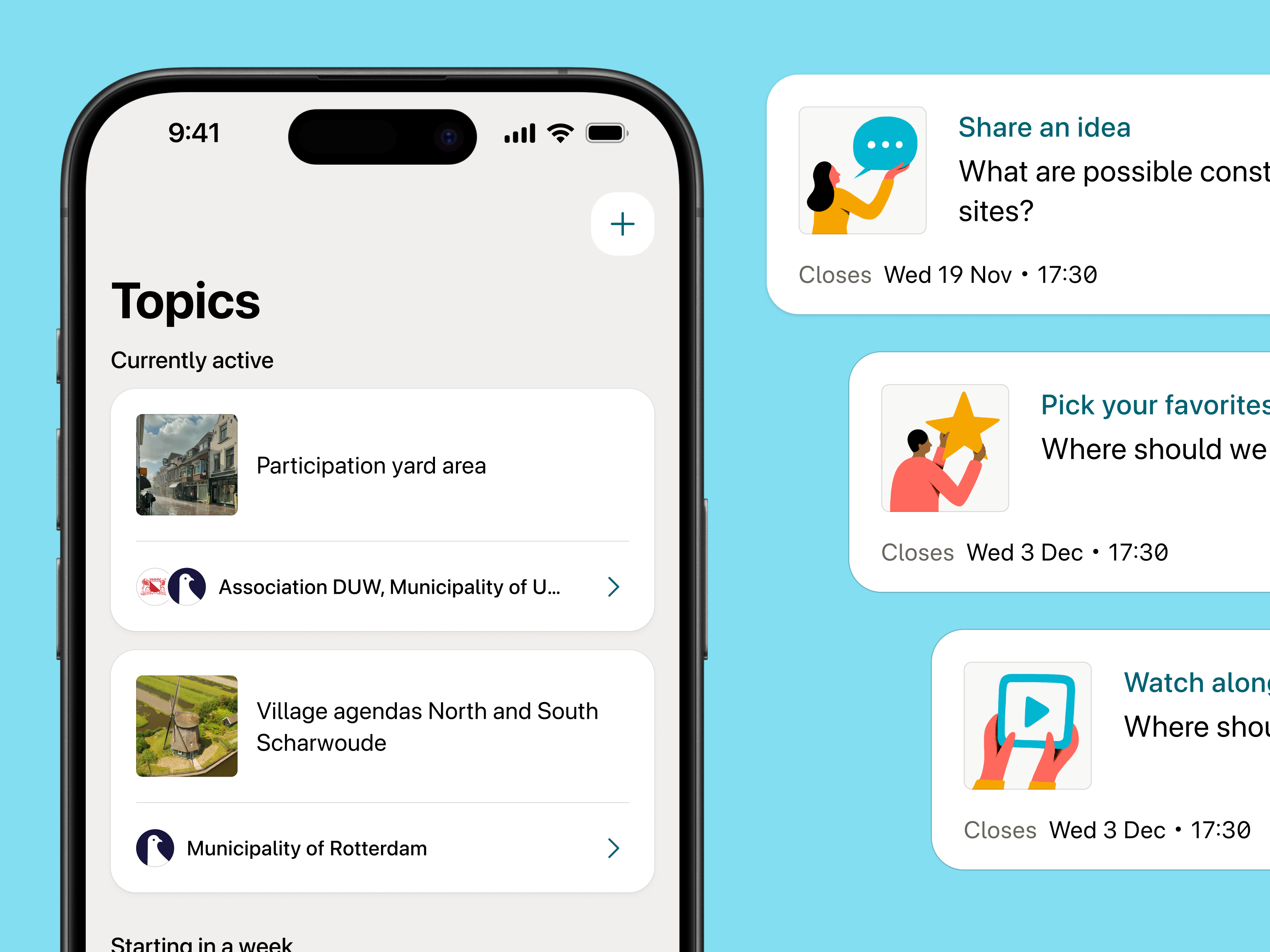 The main Topics page where multiple topics can reside.