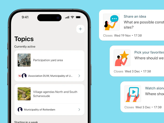 The main Topics page where multiple topics can reside.