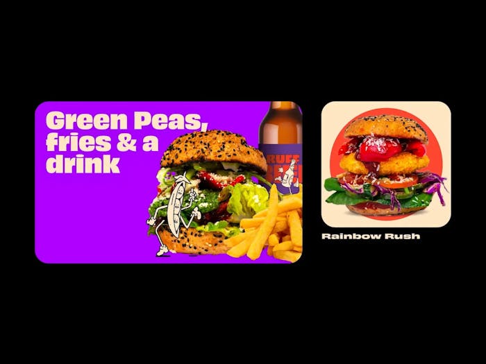 An animation showing two thumbnails of burgers. A mouse cursor keeps clicking and clicking the first thumbnail. The clicking becomes more furious over time.