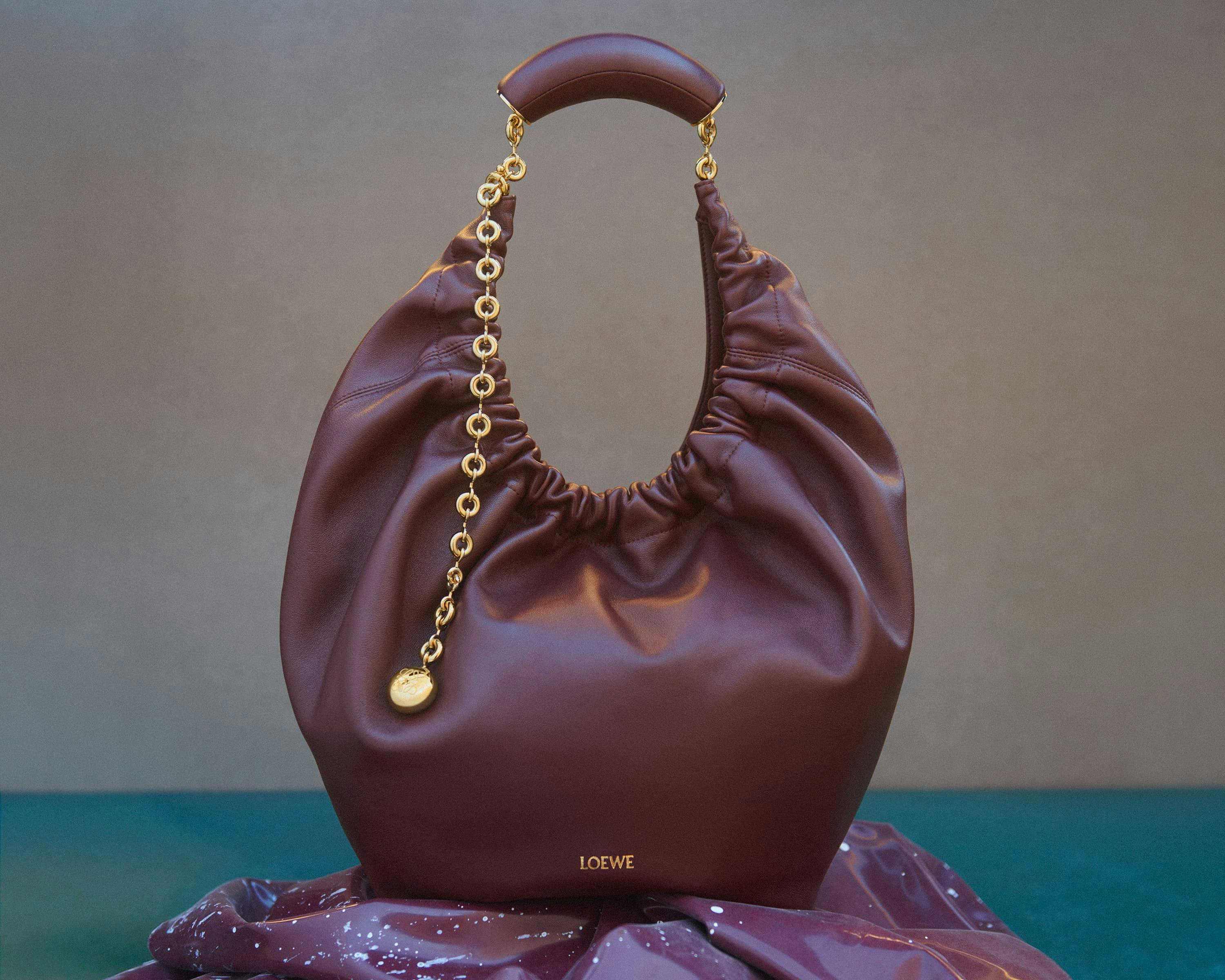 Marton Perlaki still life image of a leather Loewe bag