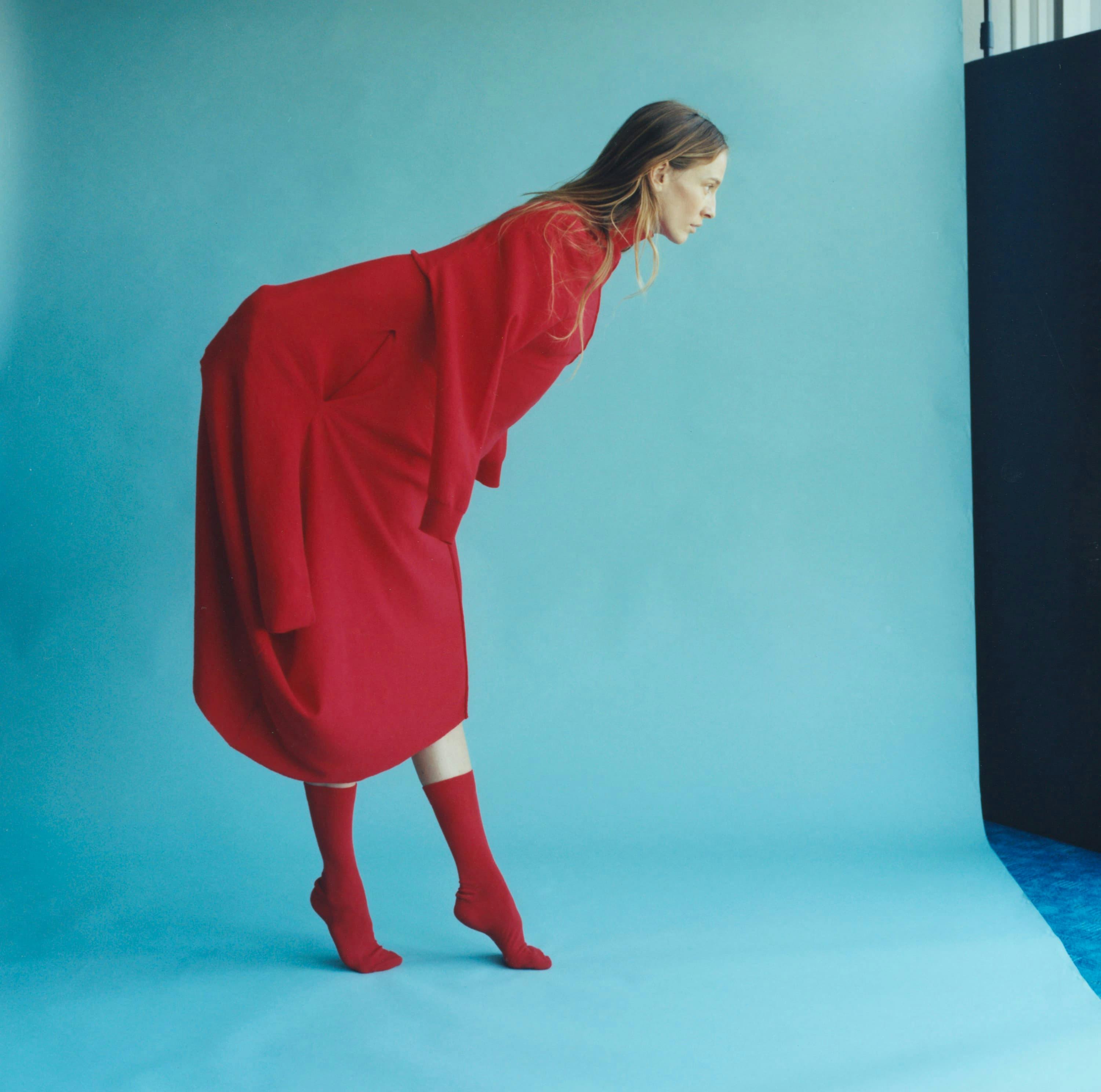 Marton Perlaki editorial with colored backdrop and natural light