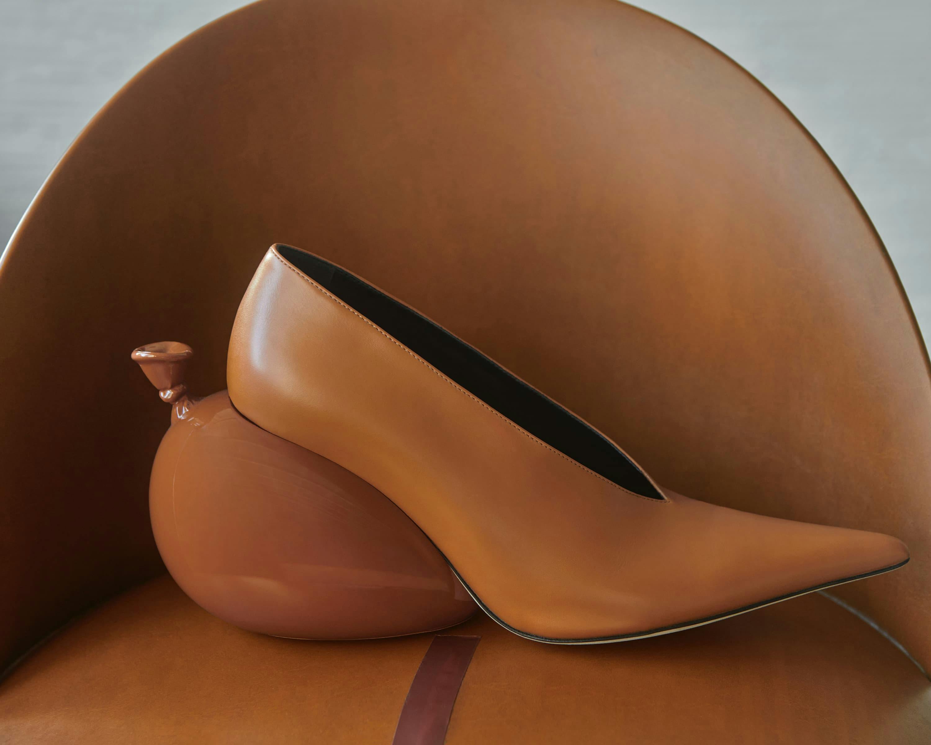 Marton Perlaki still life image of a leather Loewe shoe