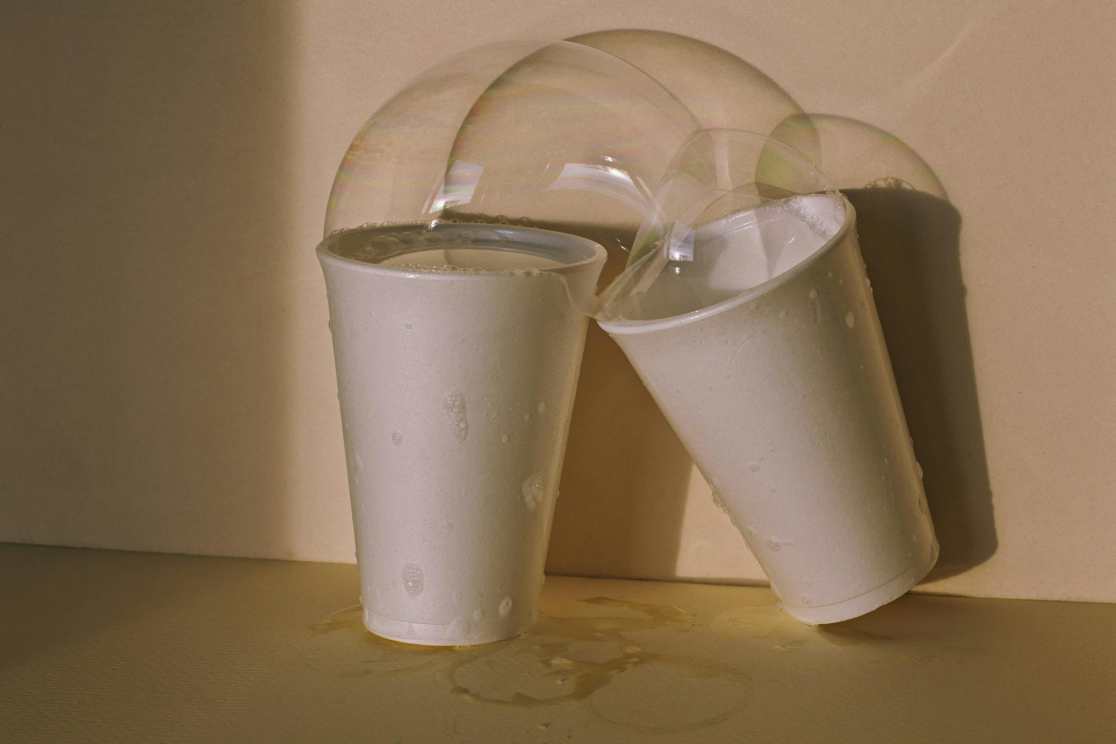 bubbles in styrofoam cups