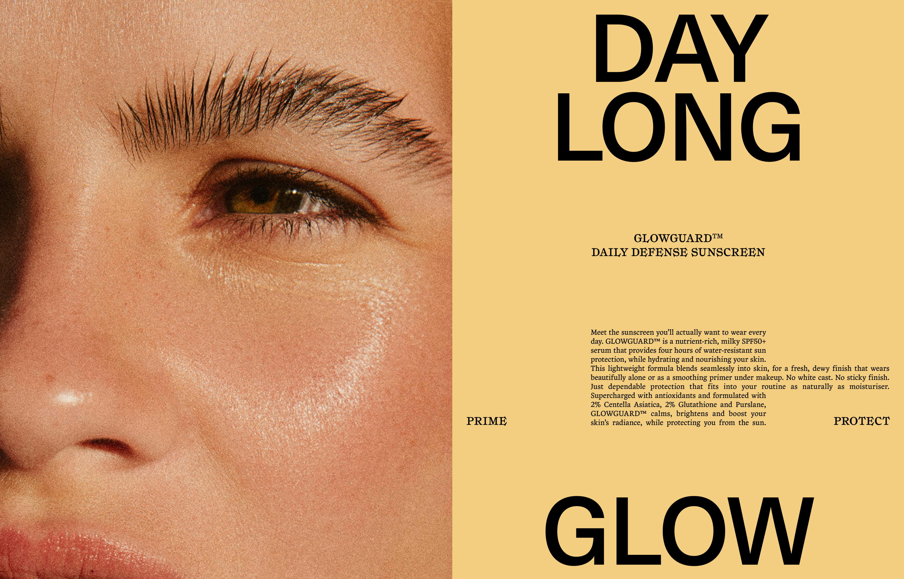 Brand identity and packaging design for the sunscreen, Glowguard by Melitta, By Marx Design.
