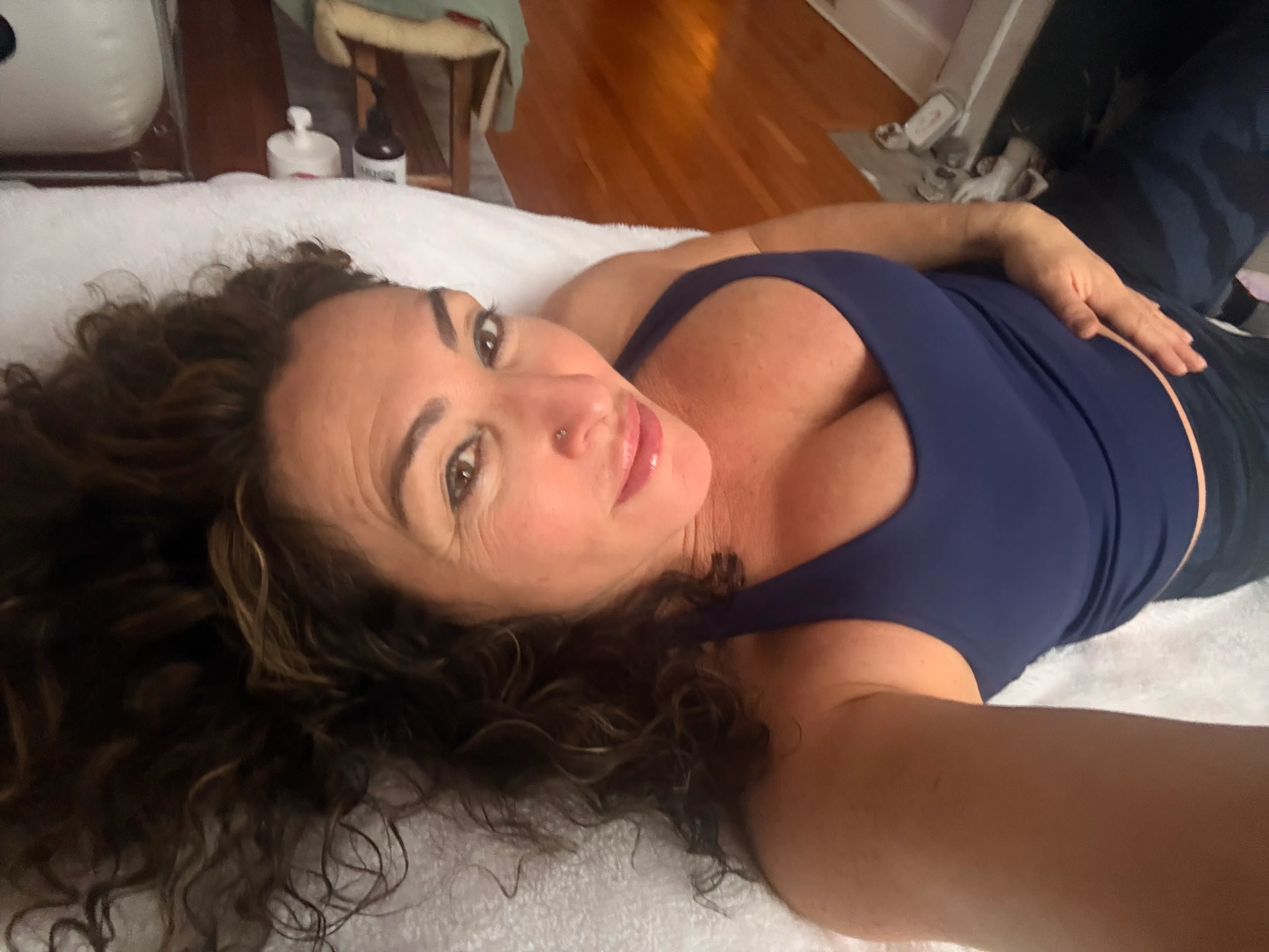 Mary Leonti in the massage studio