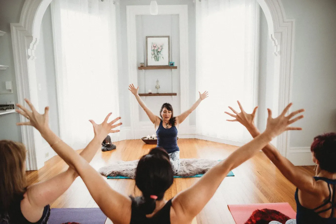 Mary Leonti teaching Yoga in Broadway Studio