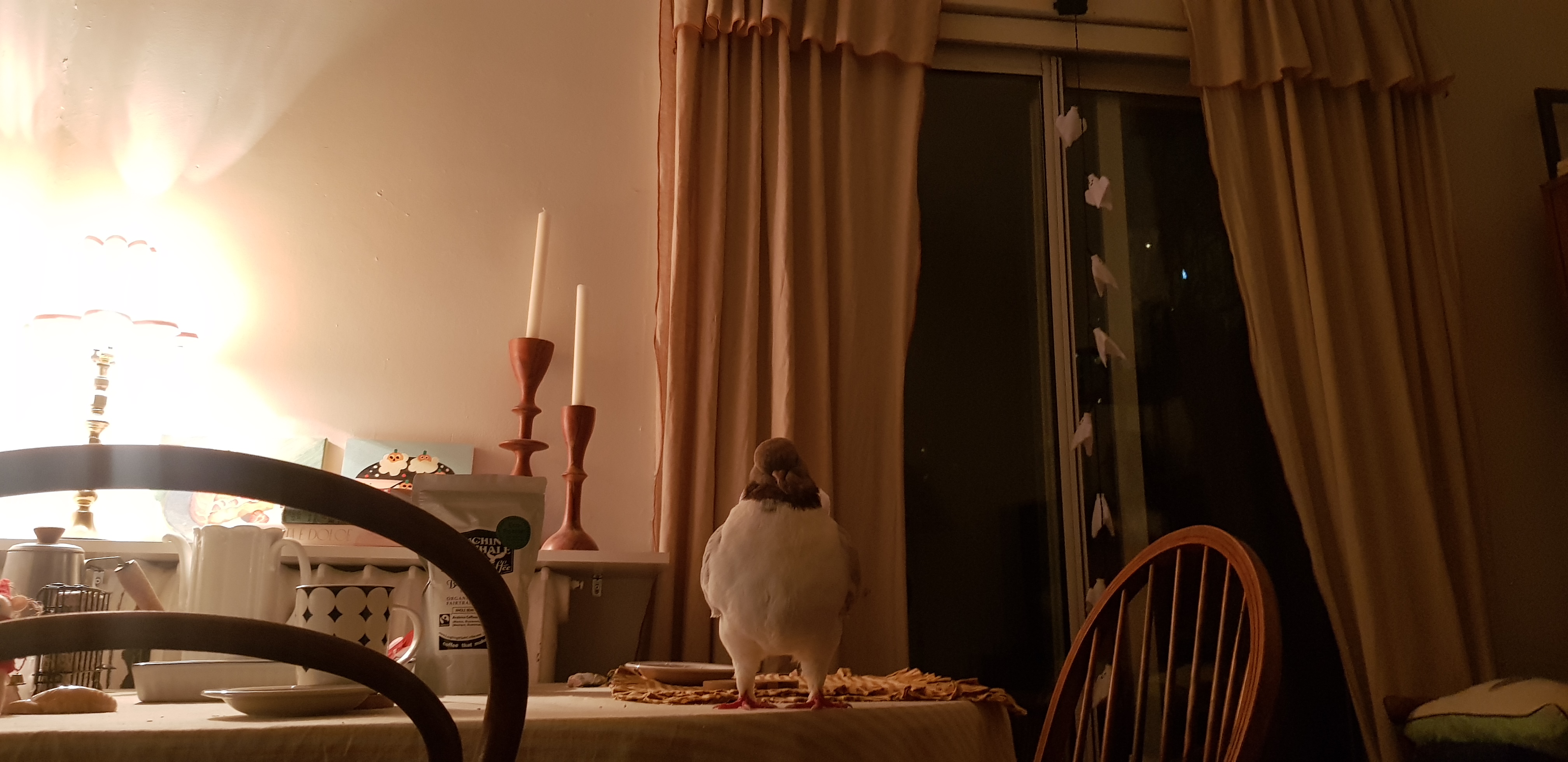 Masha menacingly standing on the table