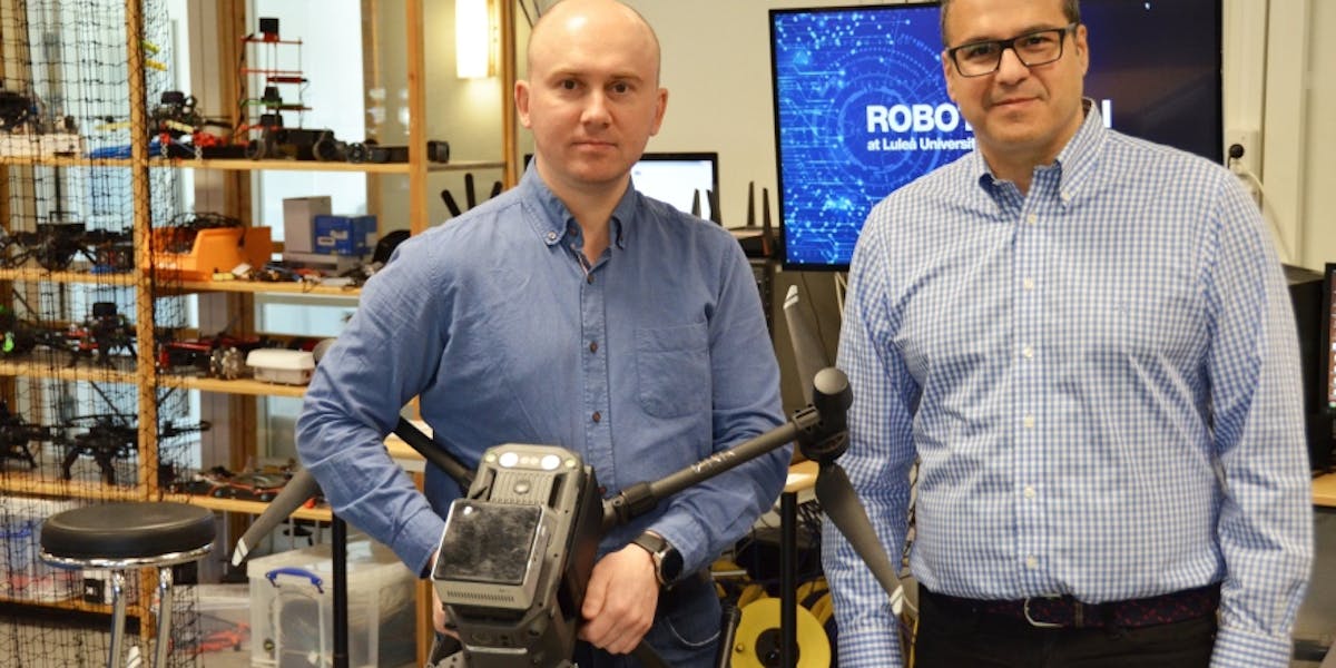 Anton Koval och George Nikolakopoulos forskar på autonoma drönare i gruvmiljöer.