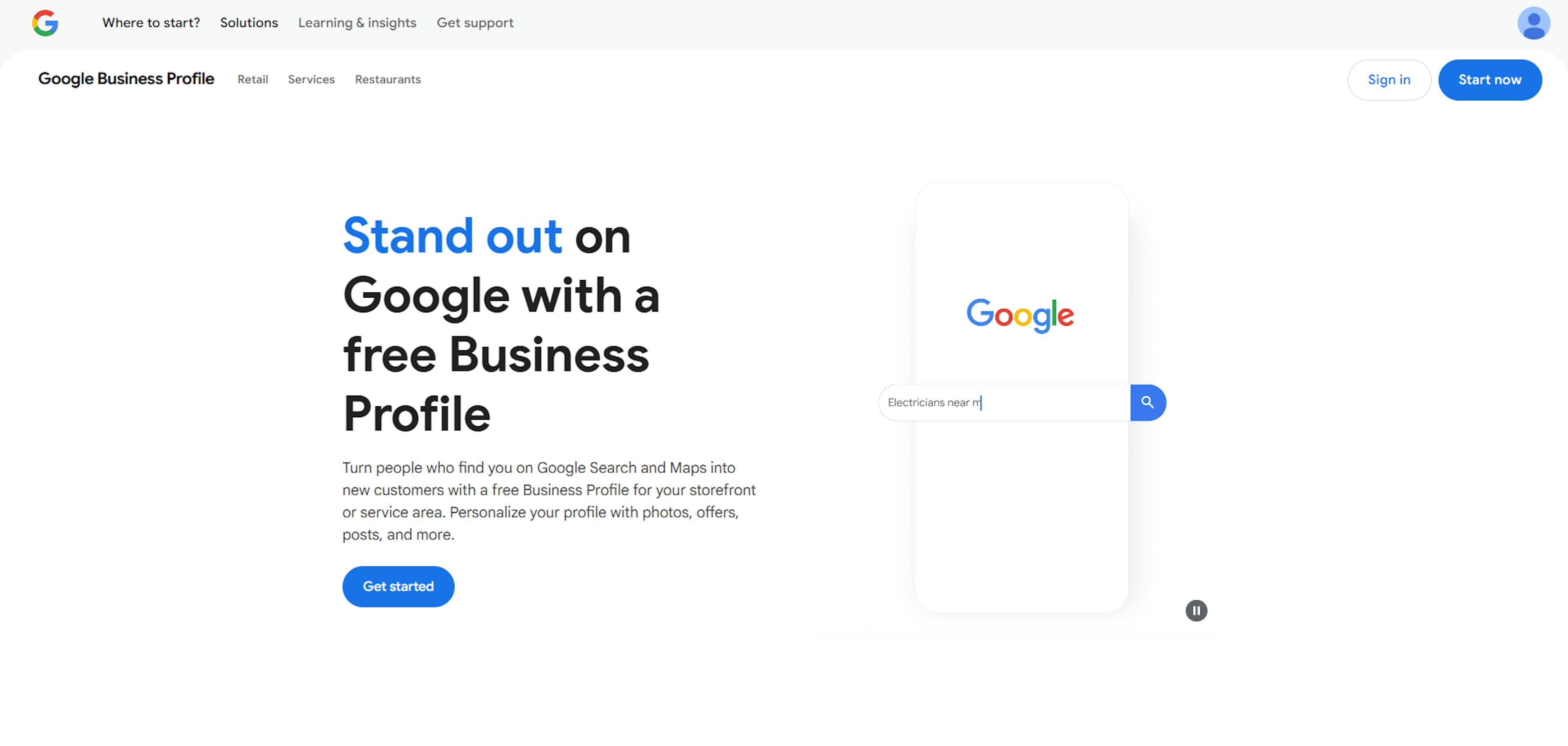 Google business website