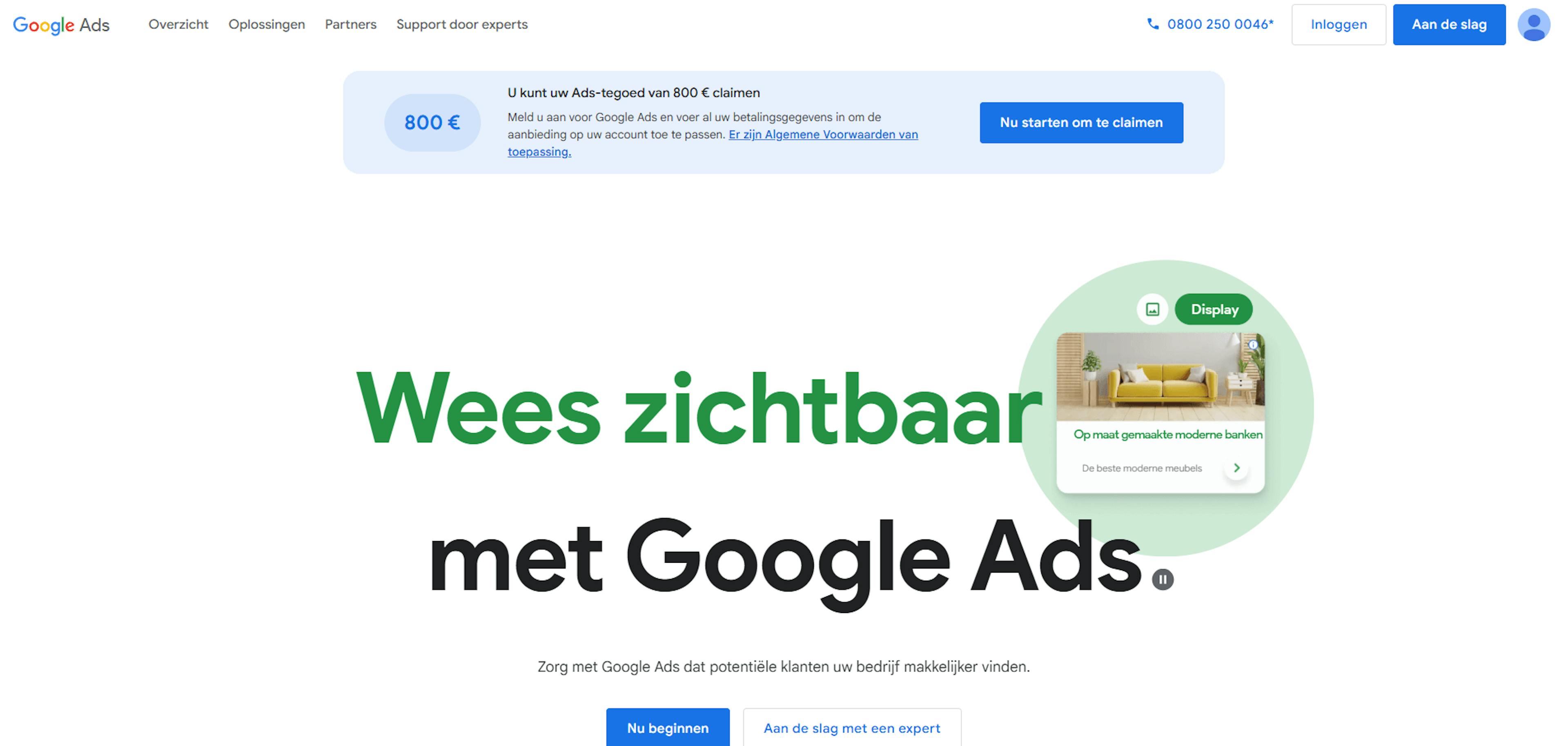 Google ads homepage