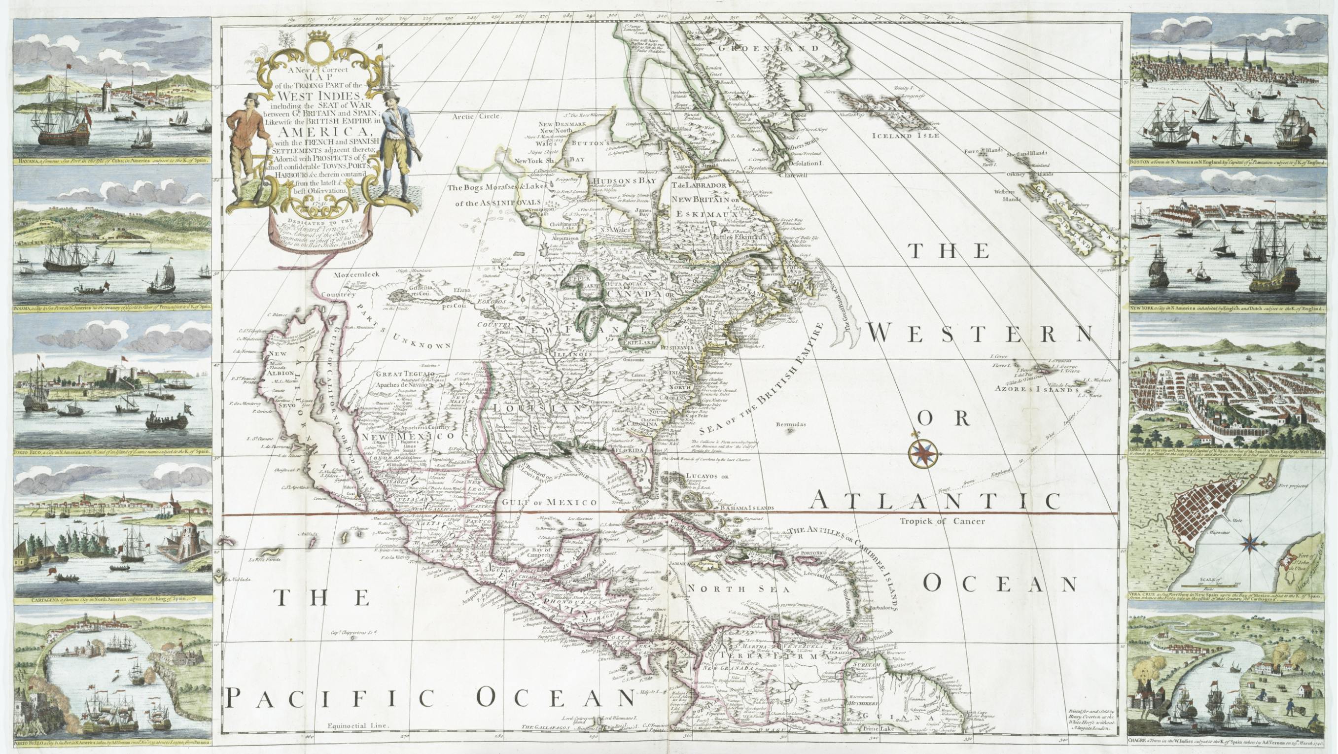 The trade map of Spanish and British empires