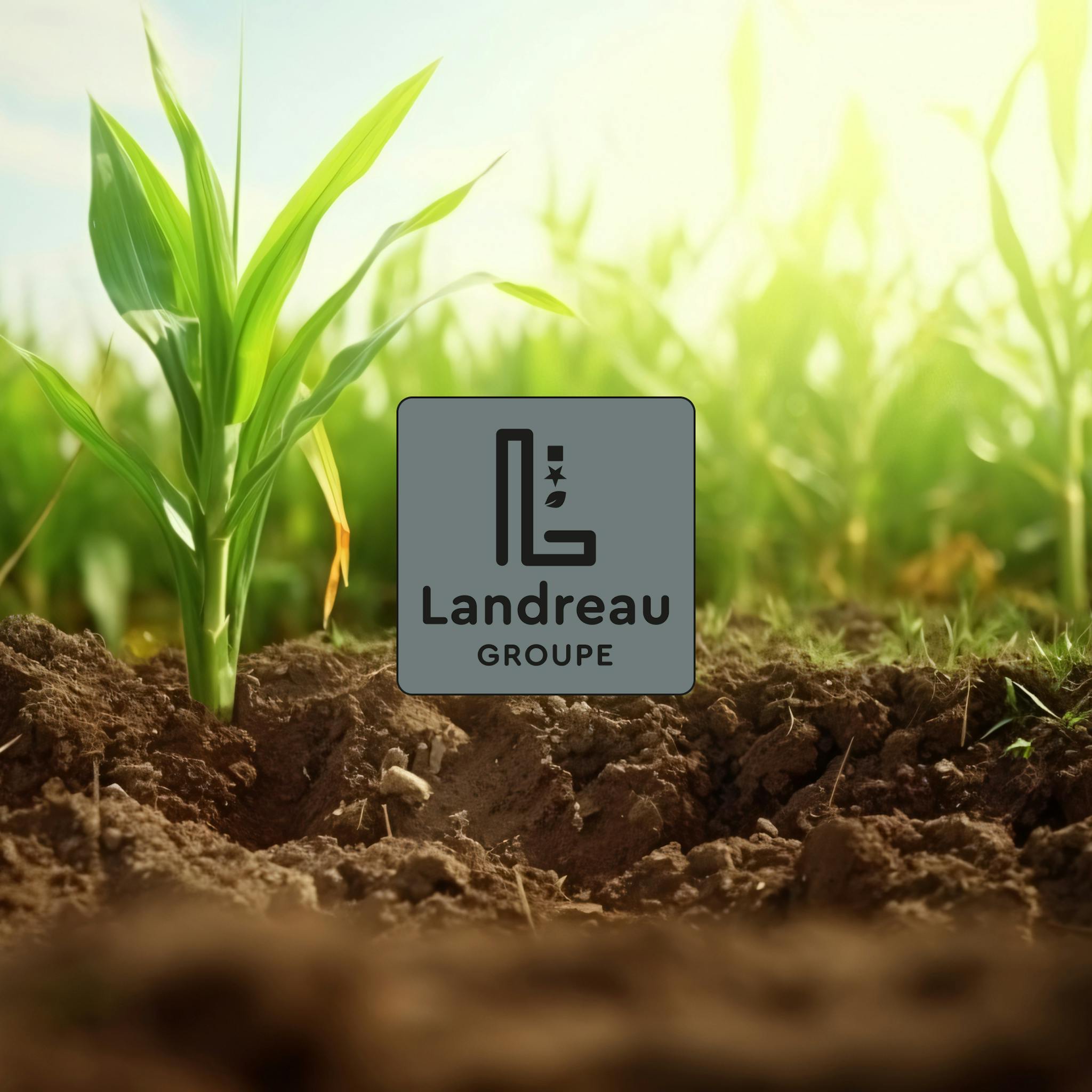 Le logo de Landreau par dessus l'image de la nature