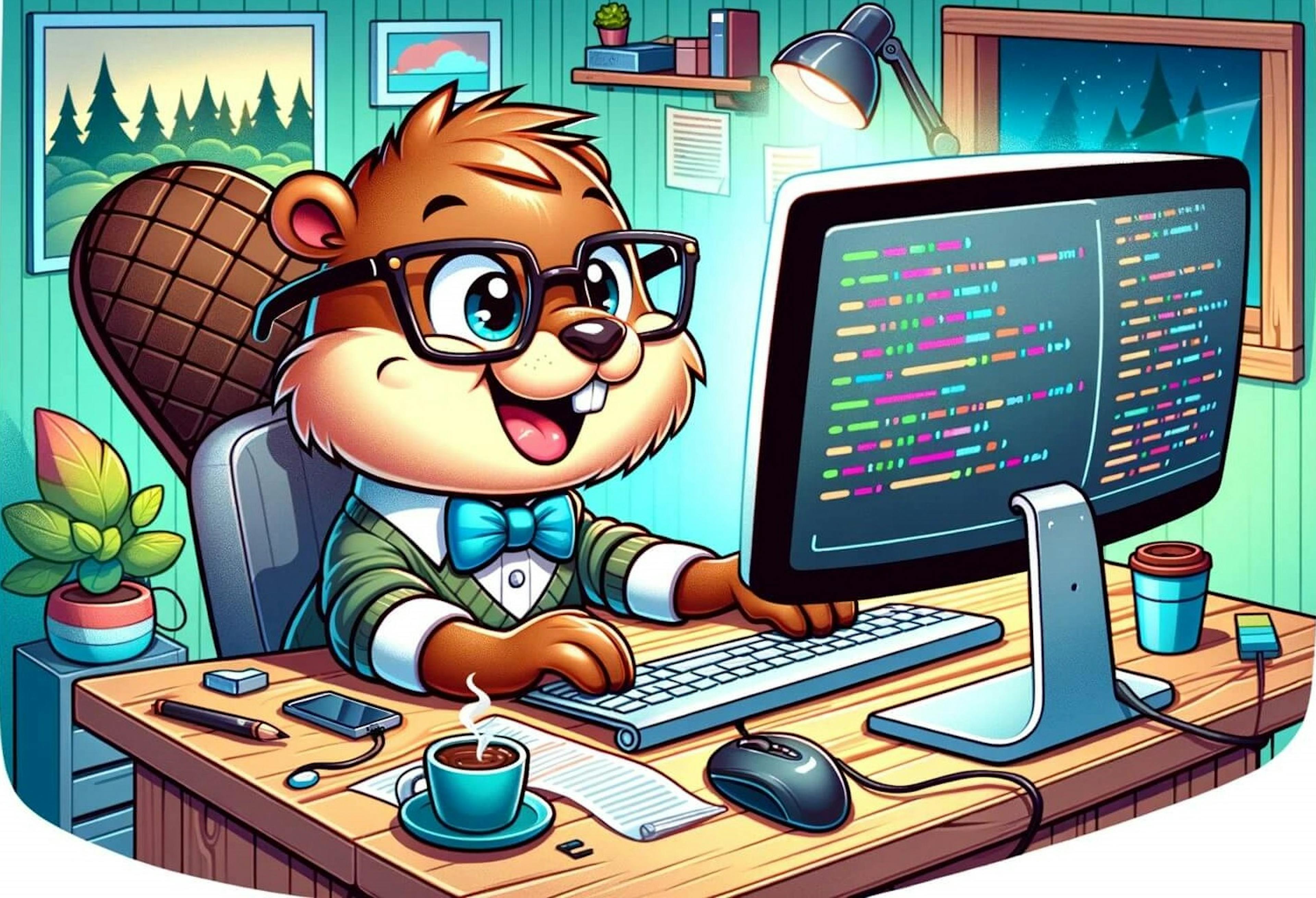 Beaver Typing on a computer