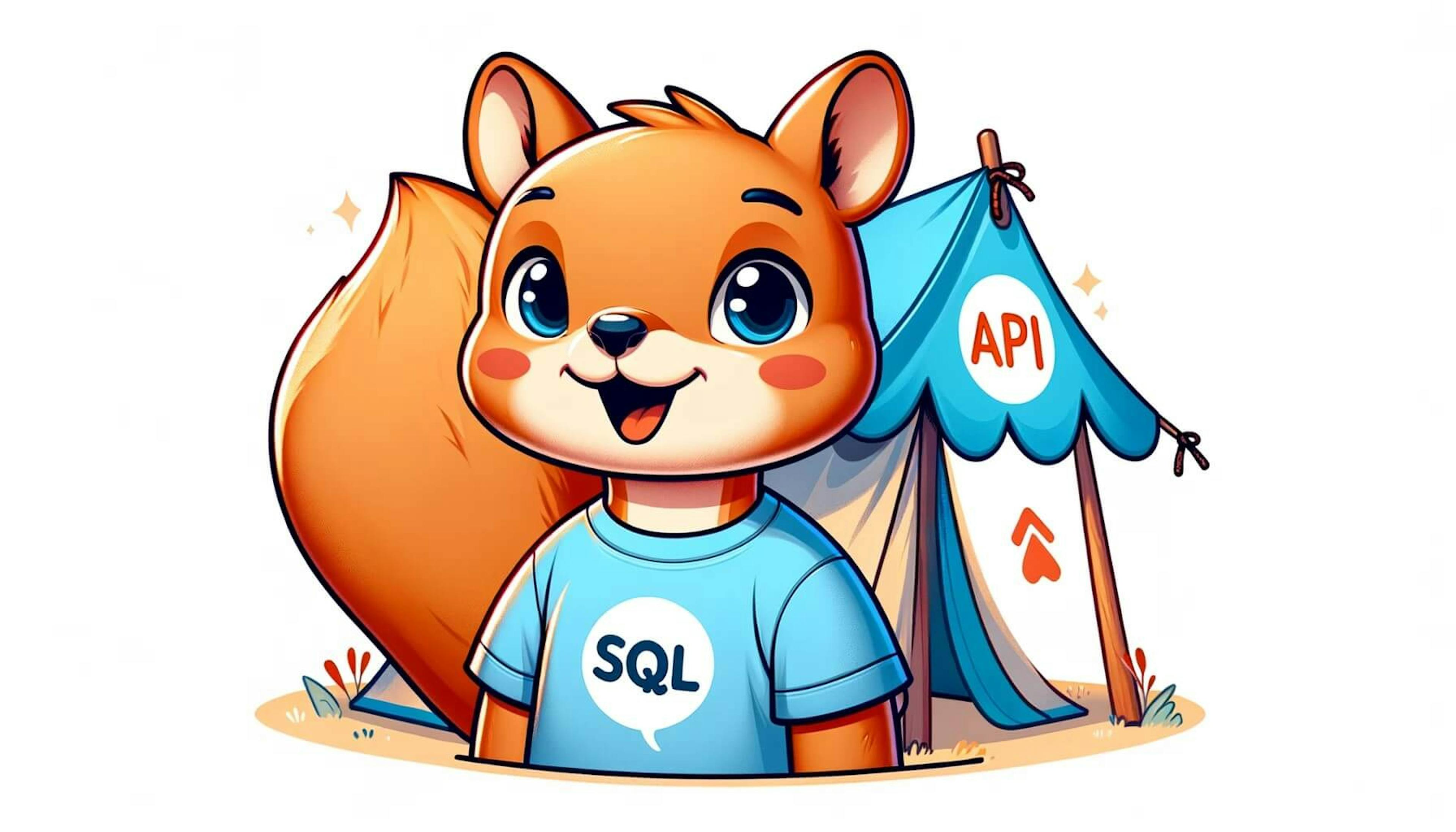 A Squirrel under an API tent