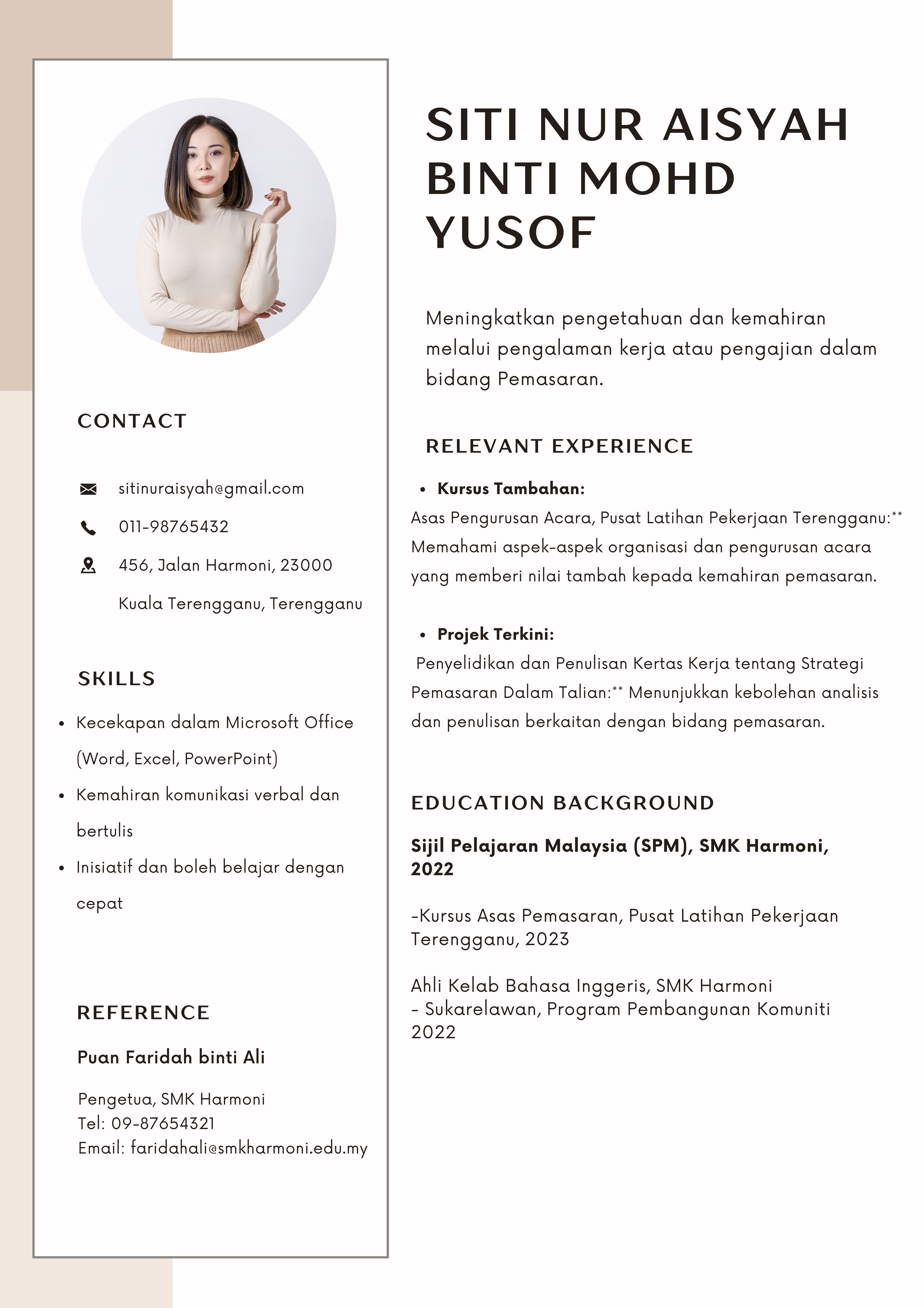 Contoh & Template Resume Fresh Grad Dan Lepasan SPM