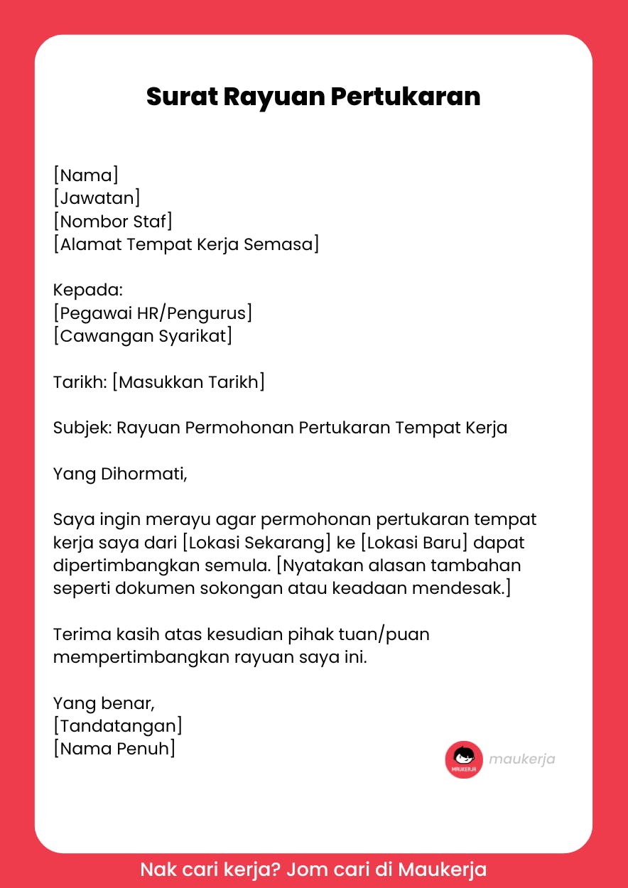 Surat Rayuan Pertukaran