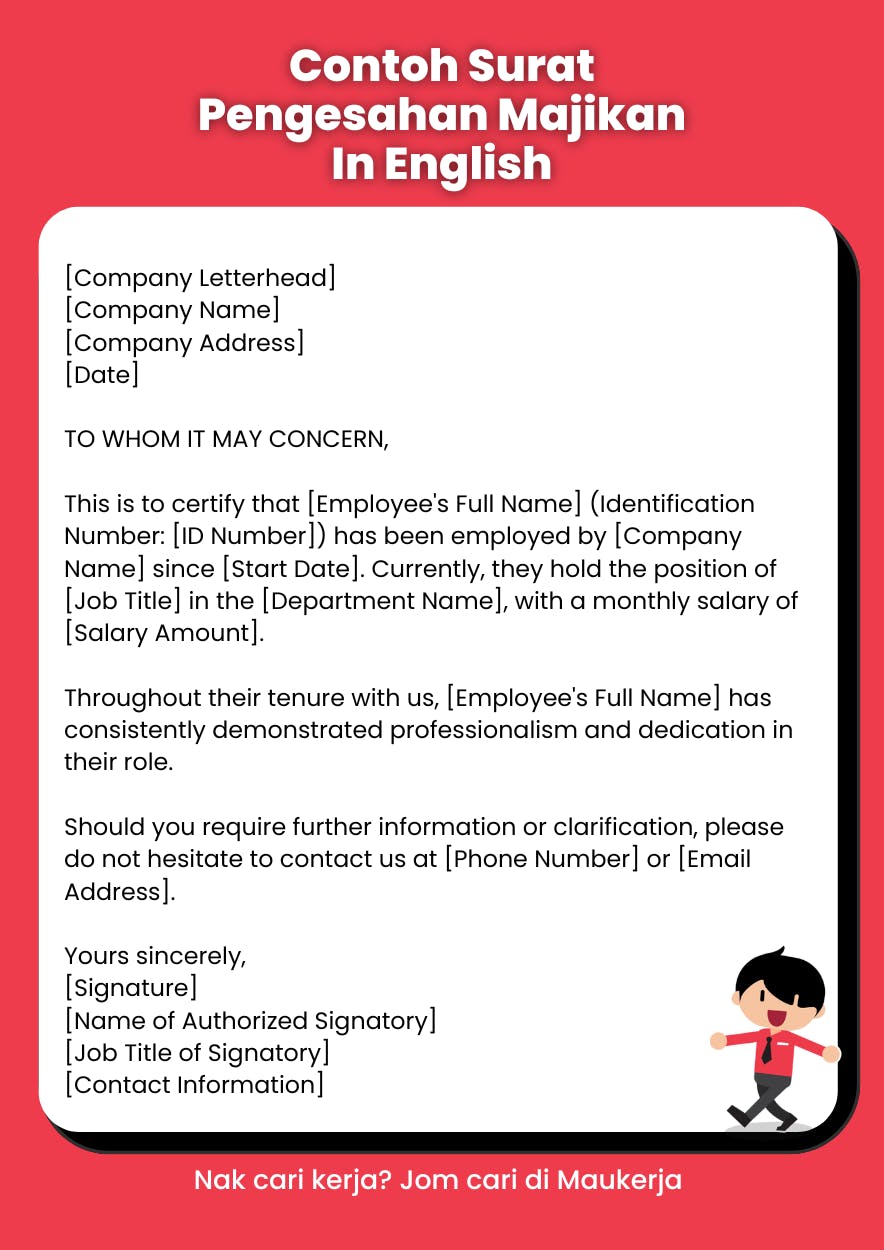 Contoh Surat Pengesahan Majikan In English
