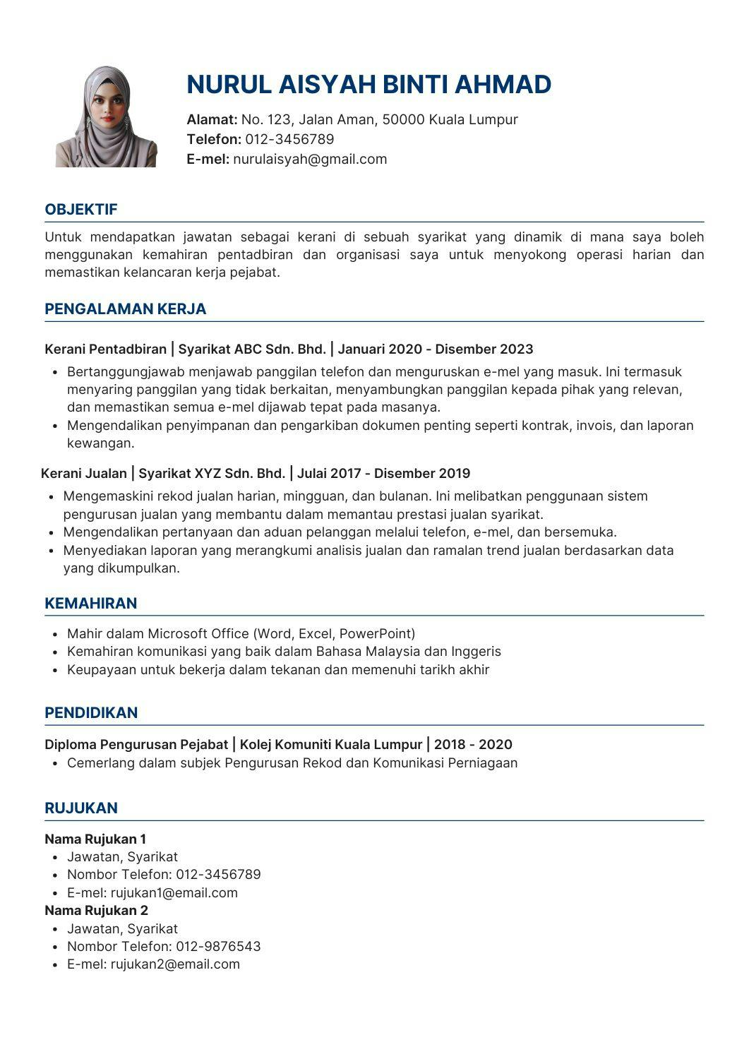 Contoh Resume Kerani (Berserta Template)