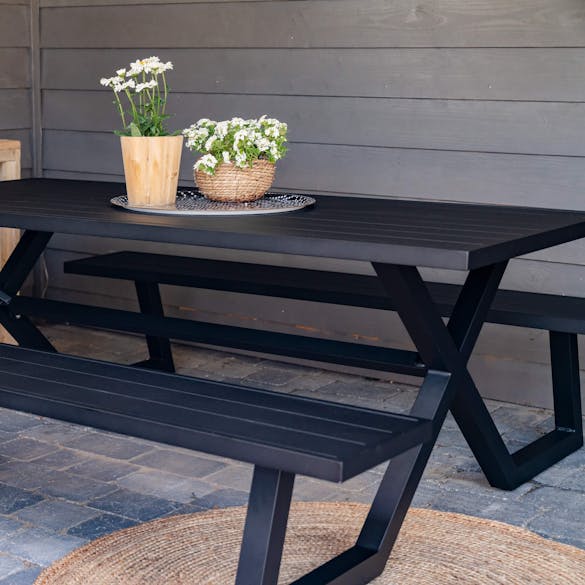 Picnic table Dex 200 cm black with exclusive frame 