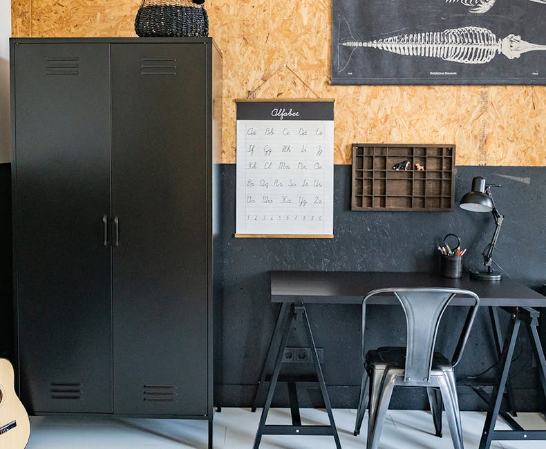 Black Finn locker cabinet in boys' room