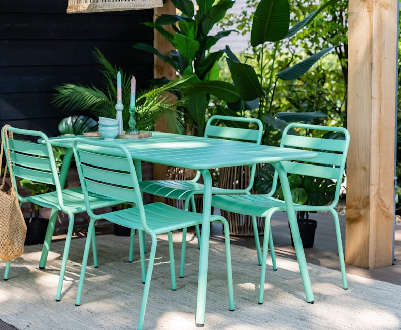 Metalen tuinset Max cactus groen 4 stoelen