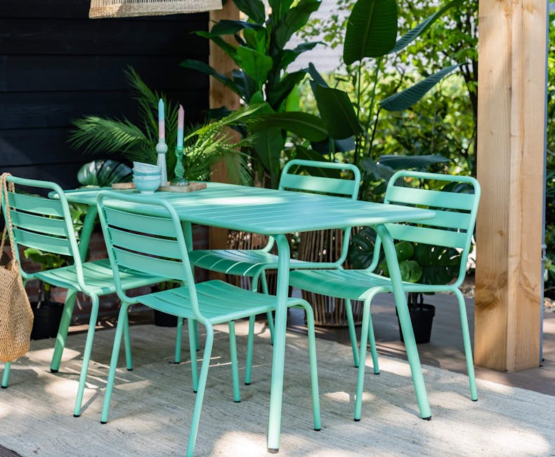 Metal garden set Max cactus green 4 chairs