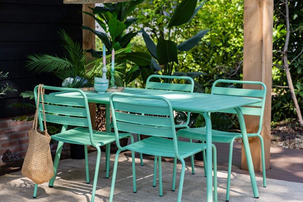 Metalen tuinset Max cactus groen 4 stoelen