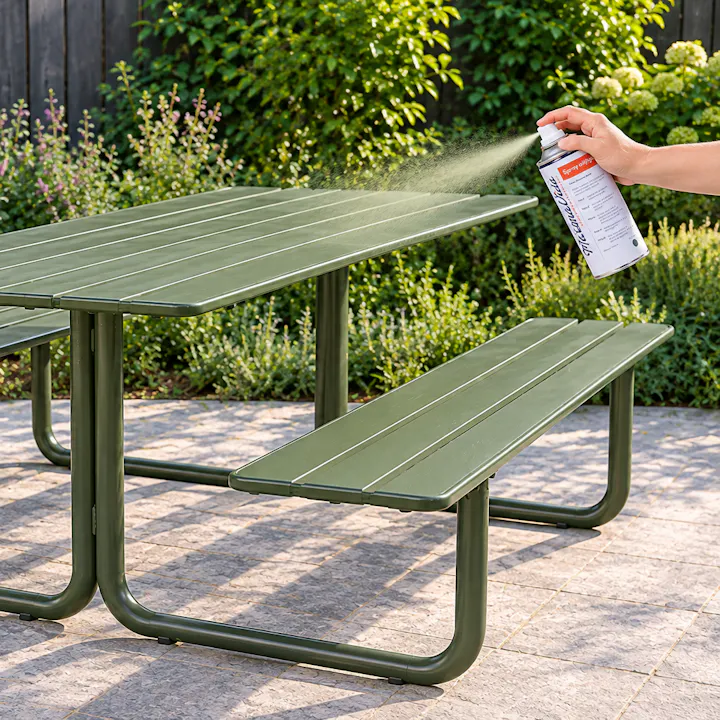 Olivgrüner Max-picknicktisch mit reparaturspray