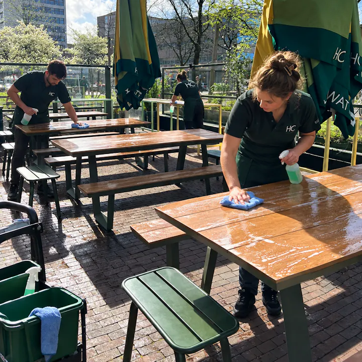 Bermuda olijfgroen wordt schoon gemaakt