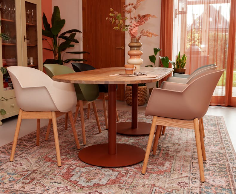 MaximaVida dining table with Portland leg in rust brown