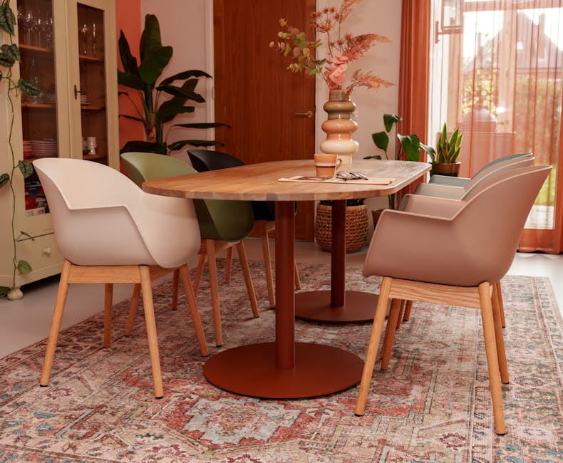 MaximaVida eettafel met Cuyp stoelen en Portland poot roestbruin