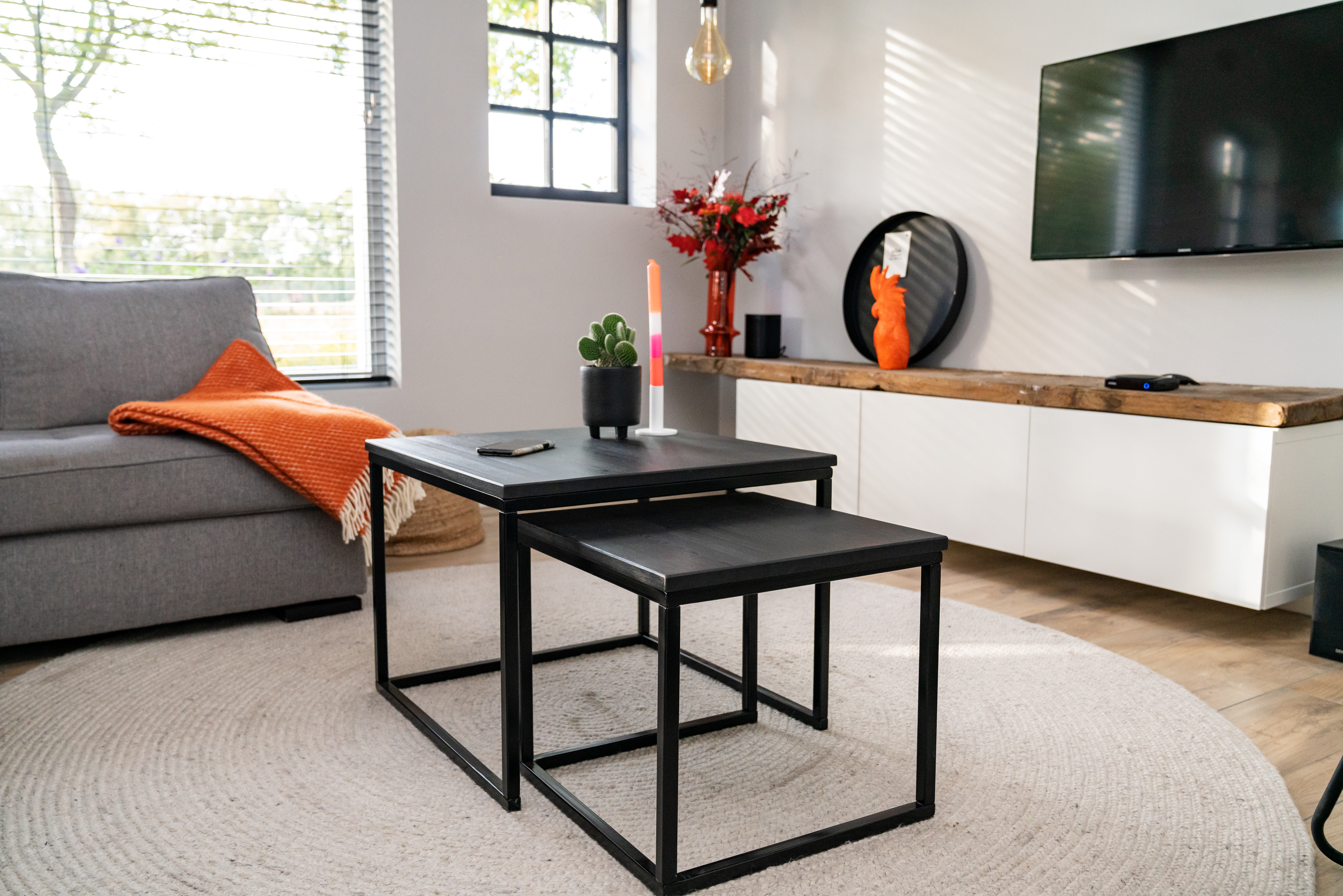 Vierkante salontafel set Chicago in woonkamer