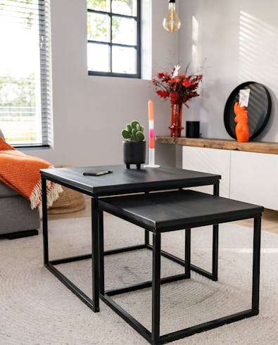 Vierkante salontafel set Chicago in woonkamer