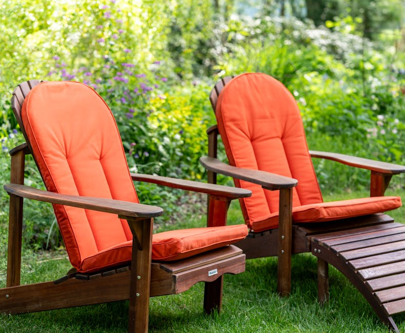 Adirondackstoel kussens Rocho op Toronto in theetuin