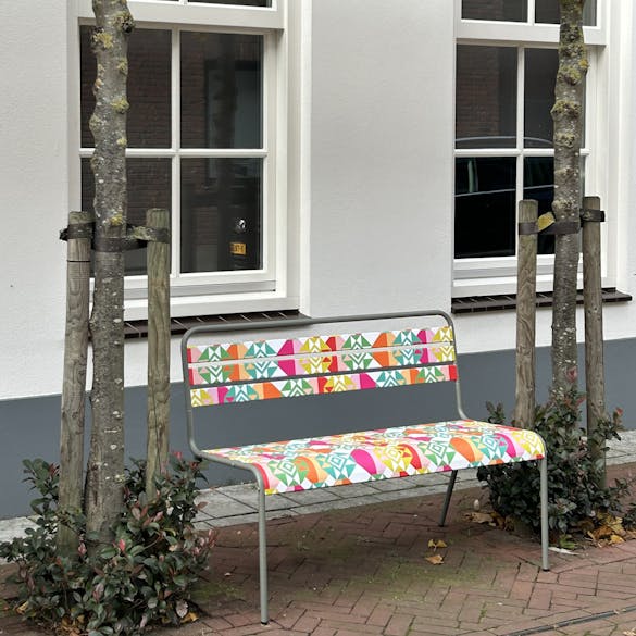 Metalen Max tuinbank bestickerd met print