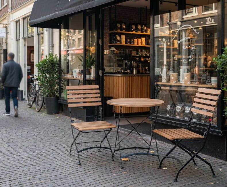 Toscana bistroset zwart met inklapbare stoelen