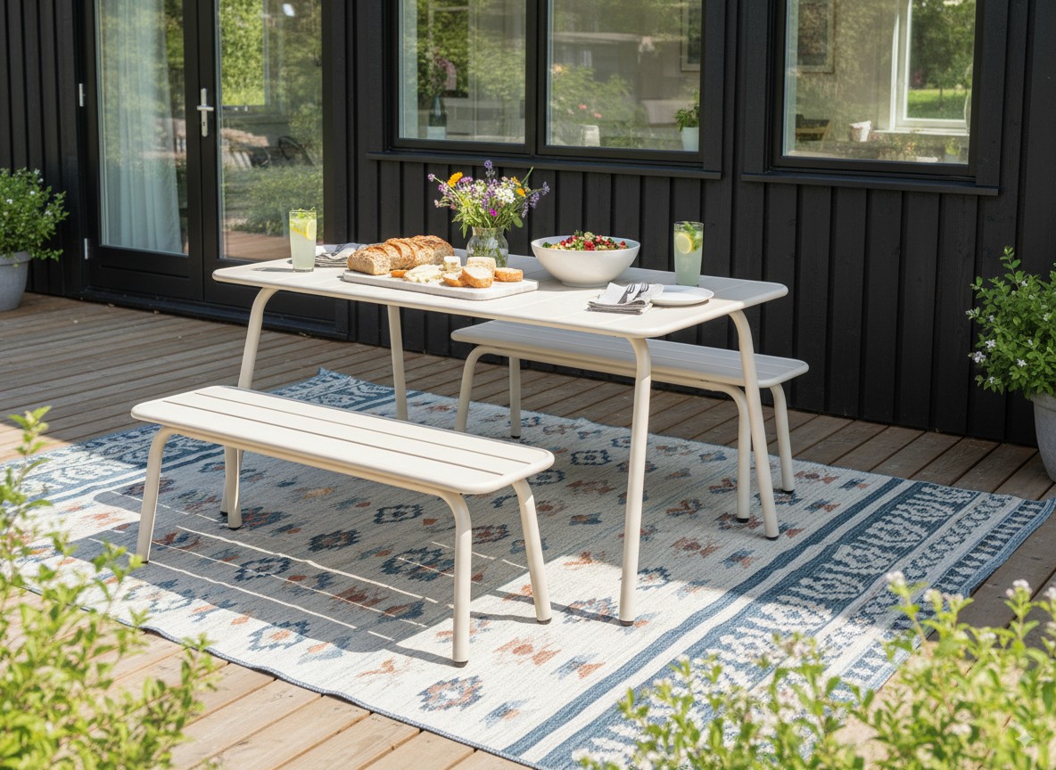 Ivory-coloured Max picnic set in garden
