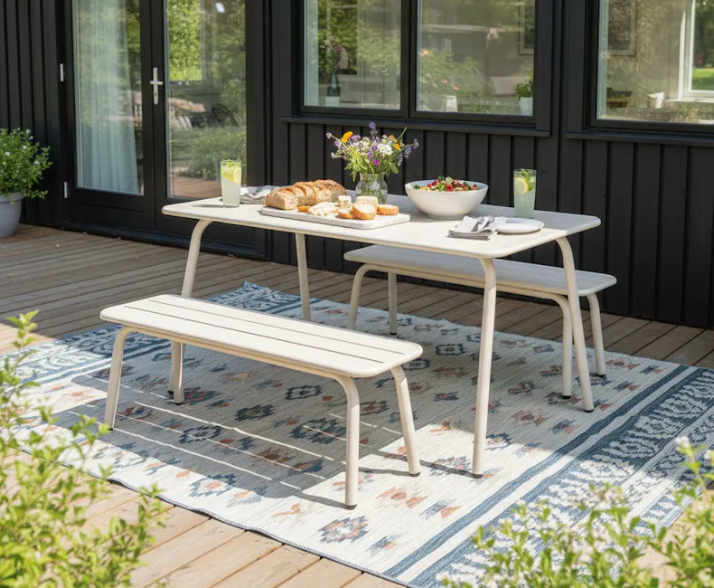 Ivory-coloured Max picnic set in garden