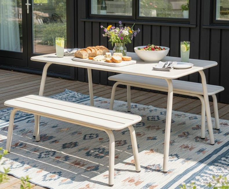 Ivory-coloured Max picnic set in garden