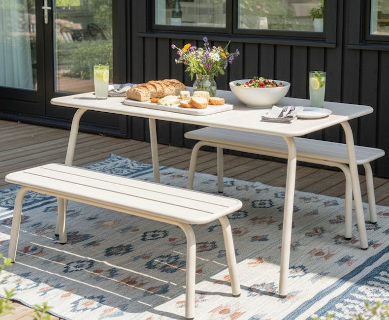 Ivoorkleurige picknickset Max in tuin