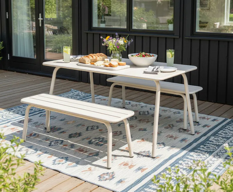Elfenbeinfarbenes Picknick-Set Max im Garten