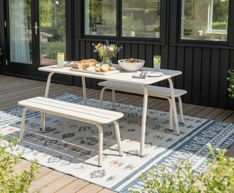 Ivoorkleurige picknickset Max in tuin